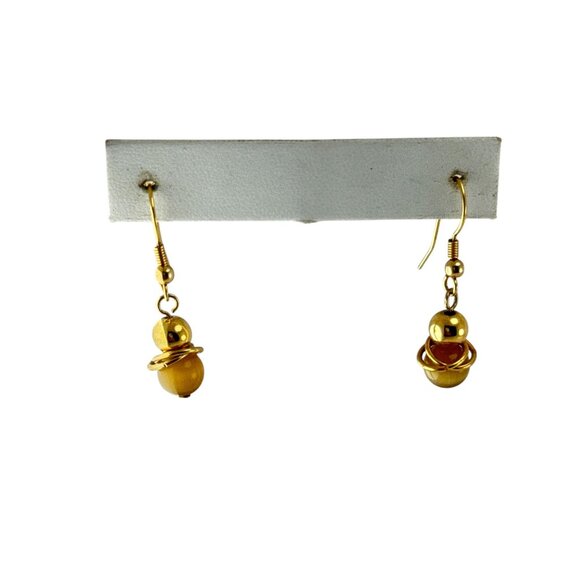 Gold Tone Saturn Planet Drop Earrings - Celestial Orbital Dangle Jewelry, Space- - Picture 4 of 7